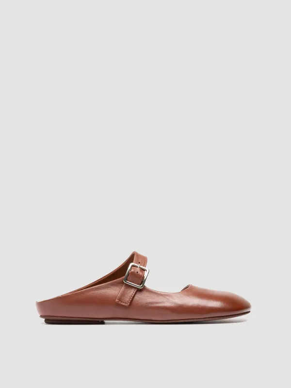 MEREDITH 005 - Brown Leather Mule Sandals made by Officine Creative