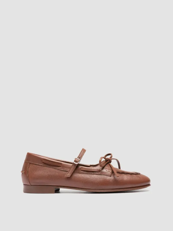 OLIVER 104 - Brown Leather Ballerina Shoes made by Officine Creative