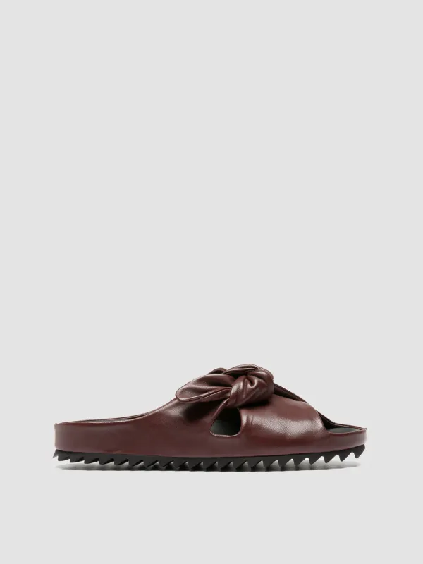 PELAGIE 023 - Burgundy Leather Slide Sandals made by Officine Creative