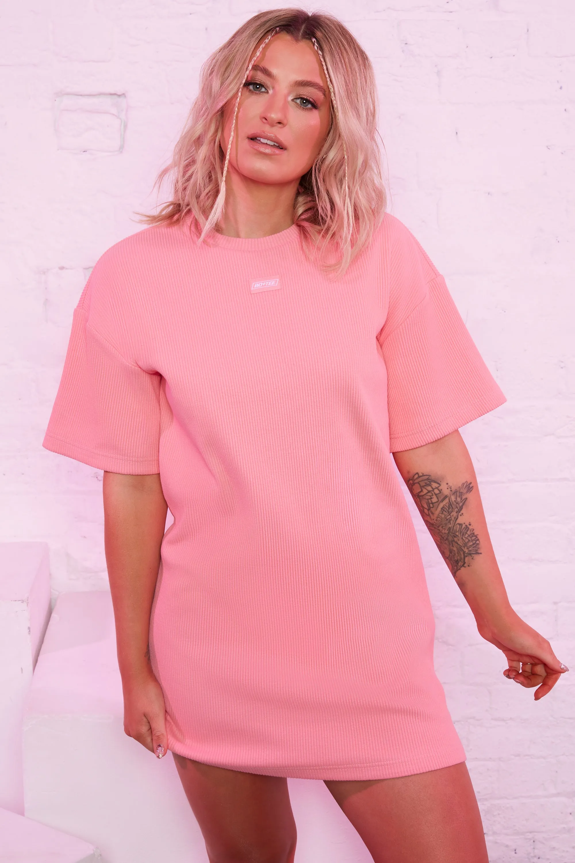 Take It Easy Ribbed Oversized T-Shirt in Coral sold by Oh Polly product image thumbnail 2