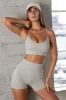 Scoop Neck Multi Strap Sports Bra in Grey sold by Oh Polly