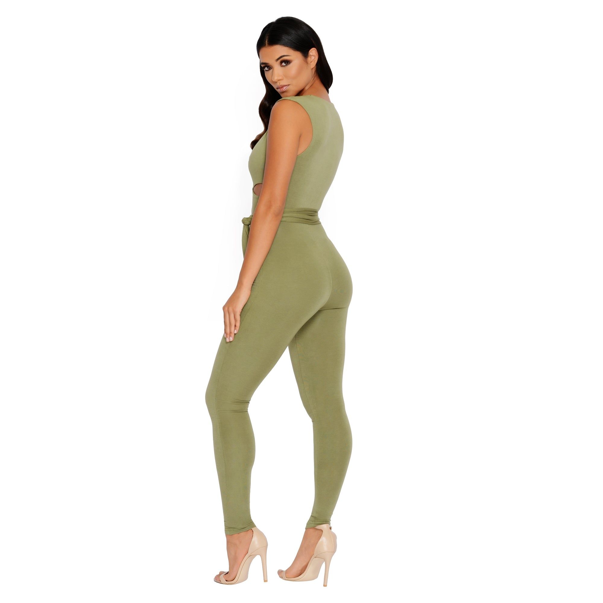Cross Your Mind Cut Out Double Layered Jumpsuit in Kale sold by Oh Polly product image thumbnail 7