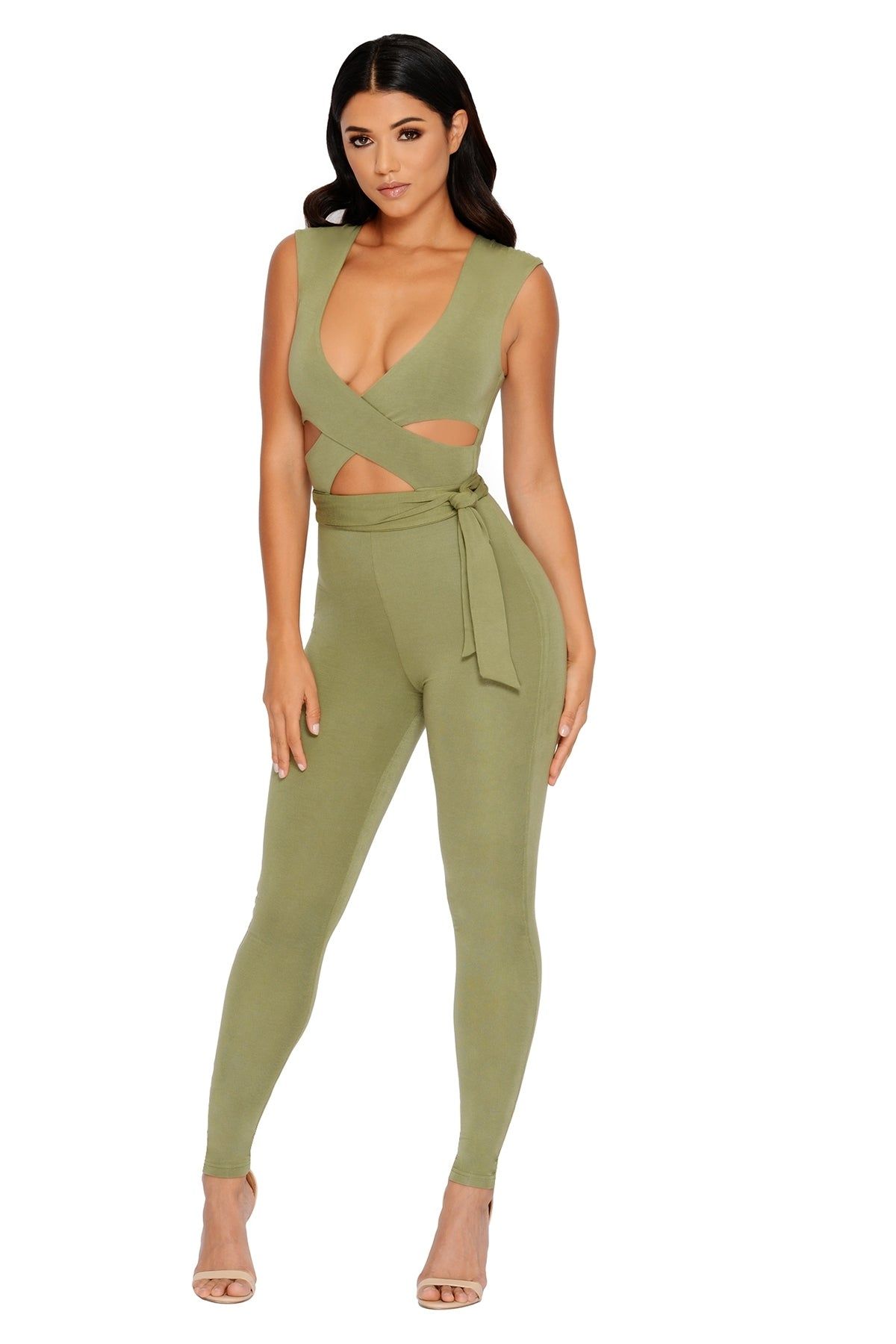 Cross Your Mind Cut Out Double Layered Jumpsuit in Kale sold by Oh Polly product image thumbnail 9
