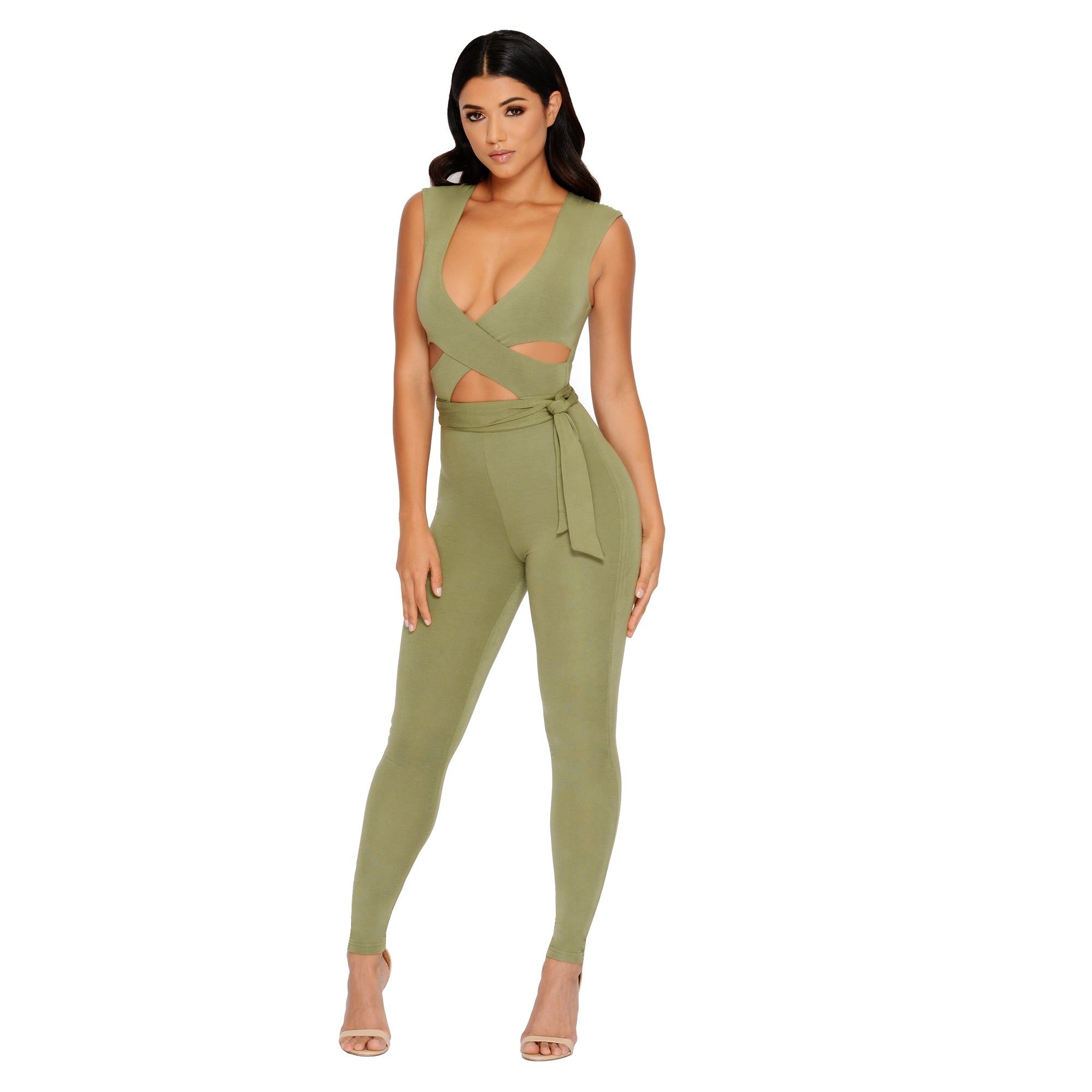 Cross Your Mind Cut Out Double Layered Jumpsuit in Kale sold by Oh Polly product image thumbnail 8