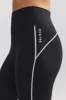 Petite Soft Active Contrast-Trim Flared Trousers in Black sold by Oh Polly