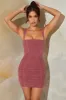 Tweed Square Neck Corset Mini Dress in Rose sold by Oh Polly