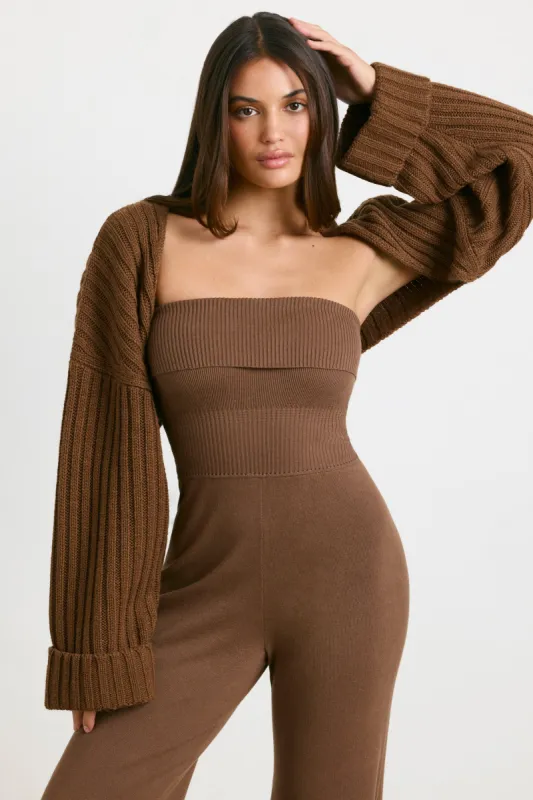 Chunky Knit Shrug in Espresso sold by Oh Polly