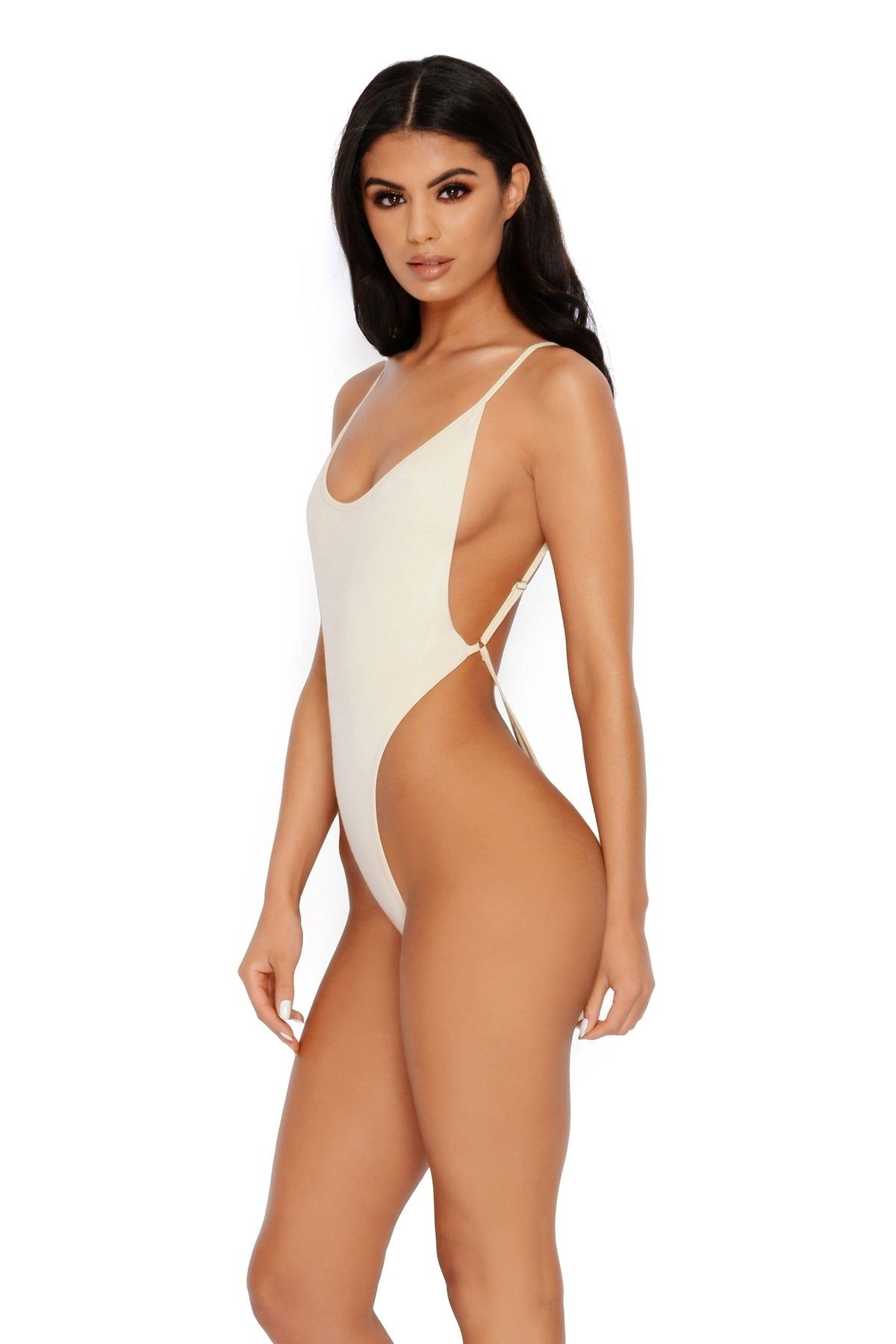 Bare Necessities Scoop Neck Low Back Double Layered Bodysuit in Cream sold by Oh Polly product image thumbnail 4