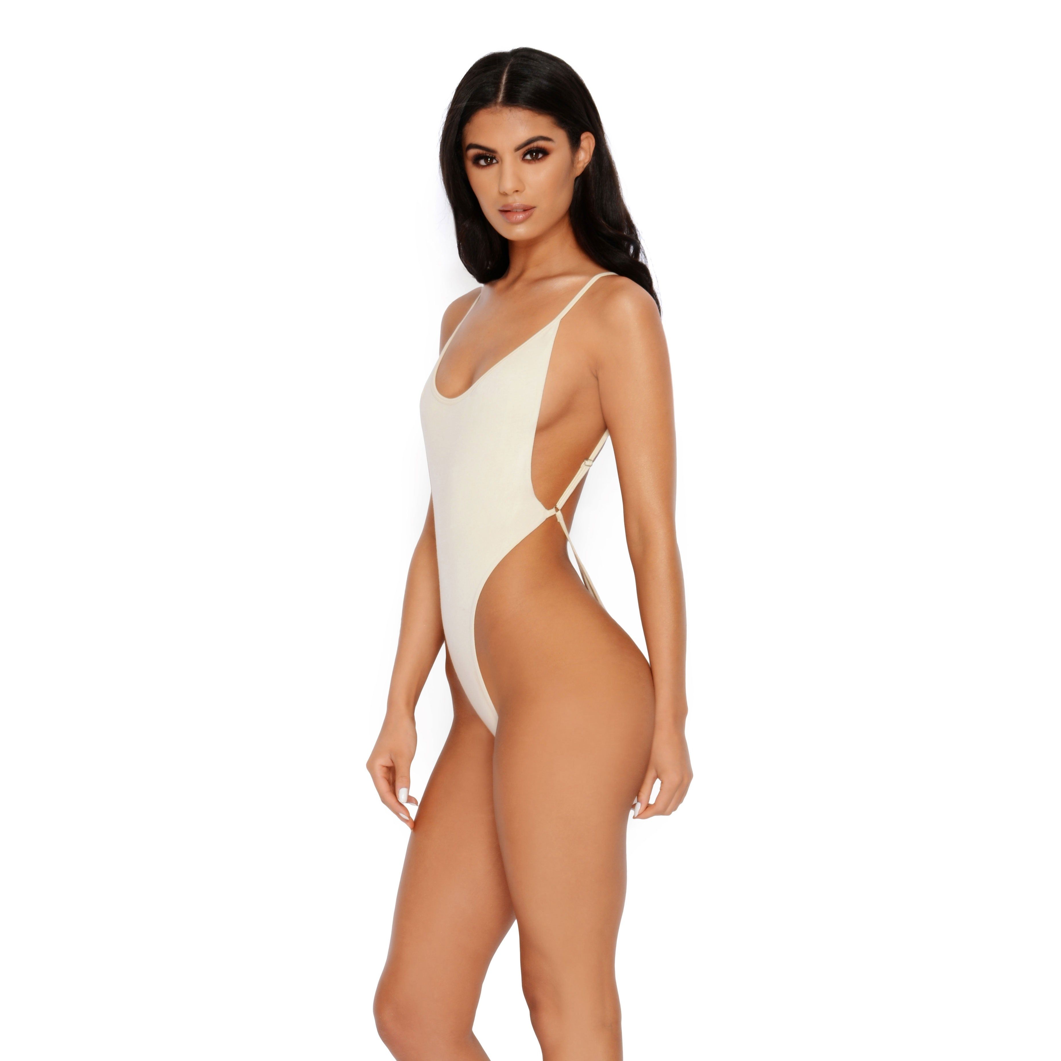 Bare Necessities Scoop Neck Low Back Double Layered Bodysuit in Cream sold by Oh Polly product image thumbnail 2