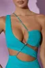 One Shoulder Cut Out Mini Dress in Aqua sold by Oh Polly