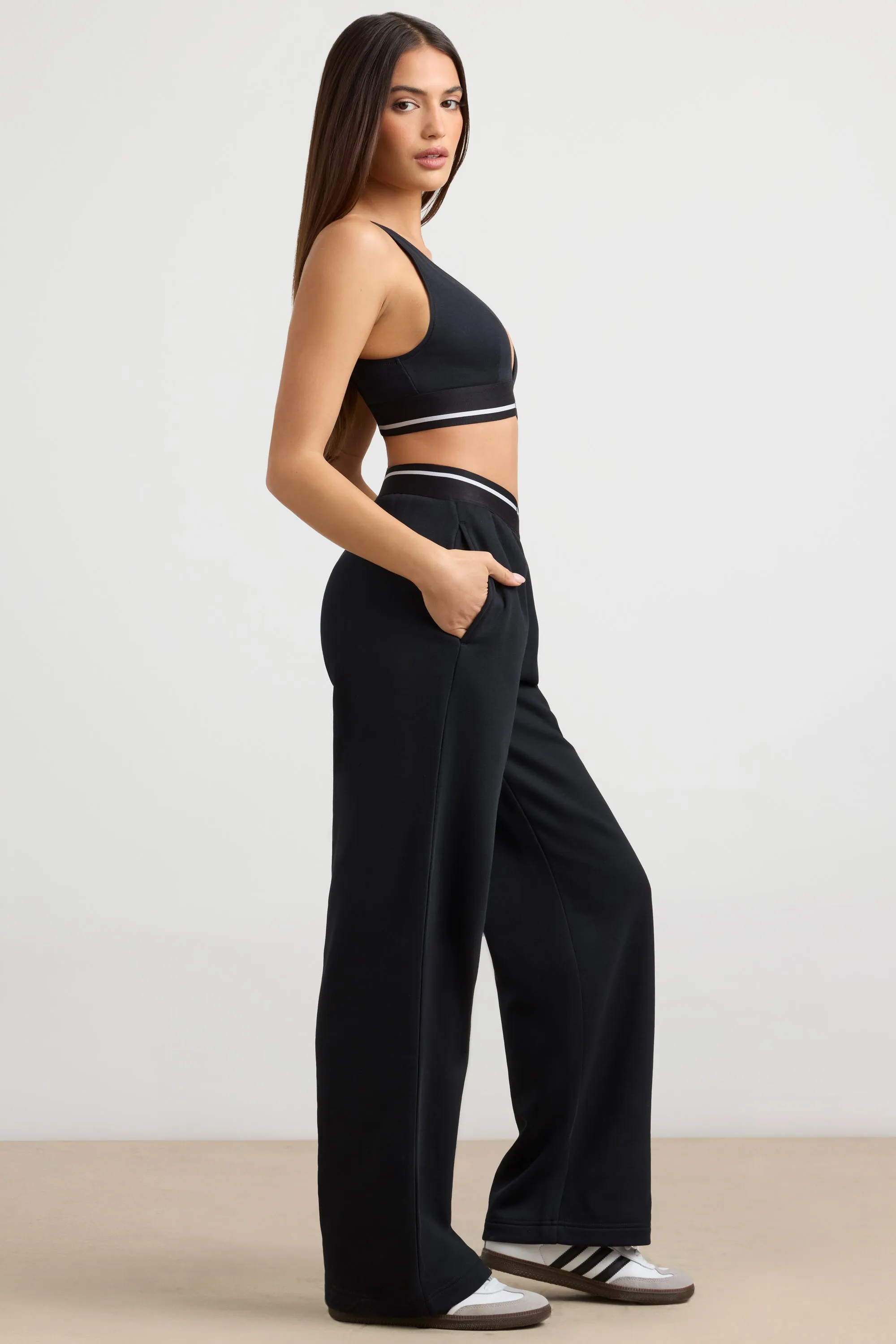 Petite High-Waist Straight-Leg Joggers in Black sold by Oh Polly product image thumbnail 3