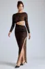 Lace Long Sleeve Maxi Dress in Black sold by Oh Polly