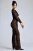 Lace Long Sleeve Maxi Dress in Black sold by Oh Polly