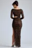 Lace Long Sleeve Maxi Dress in Black sold by Oh Polly