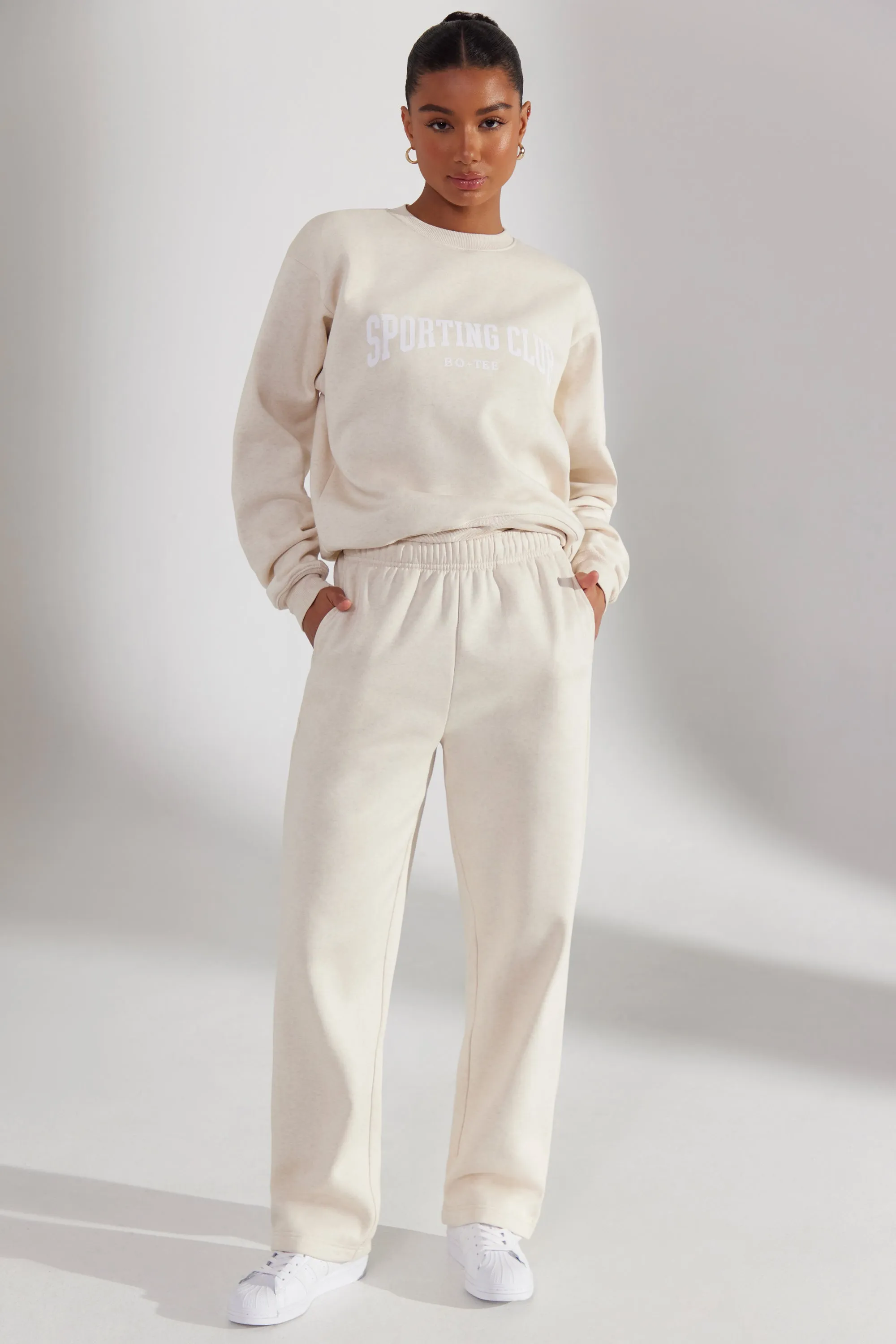 Wide Leg Joggers in Heather Oat sold by Oh Polly product image thumbnail 3
