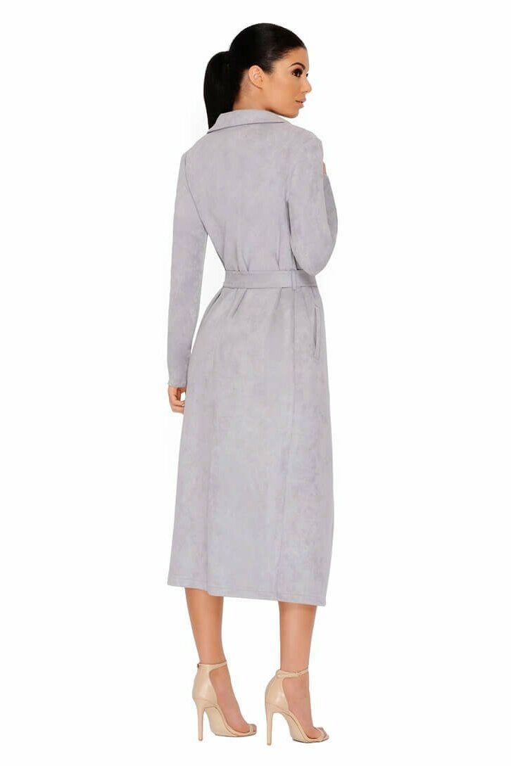 Soft Centered Longline Suedette Coat in Grey sold by Oh Polly product image thumbnail 15