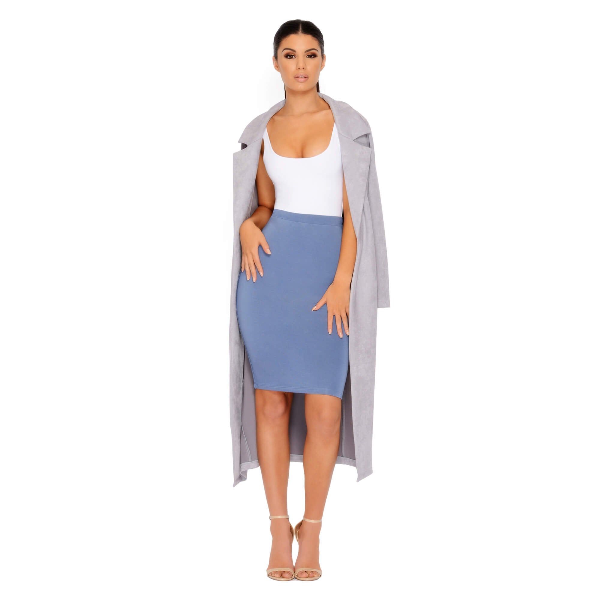 Soft Centered Longline Suedette Coat in Grey sold by Oh Polly product image thumbnail 11