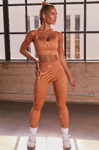 Ribbed Full Length Leggings in Caramel sold by Oh Polly