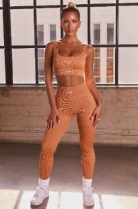 Ribbed Full Length Leggings in Caramel sold by Oh Polly