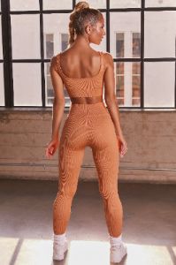 Ribbed Full Length Leggings in Caramel sold by Oh Polly