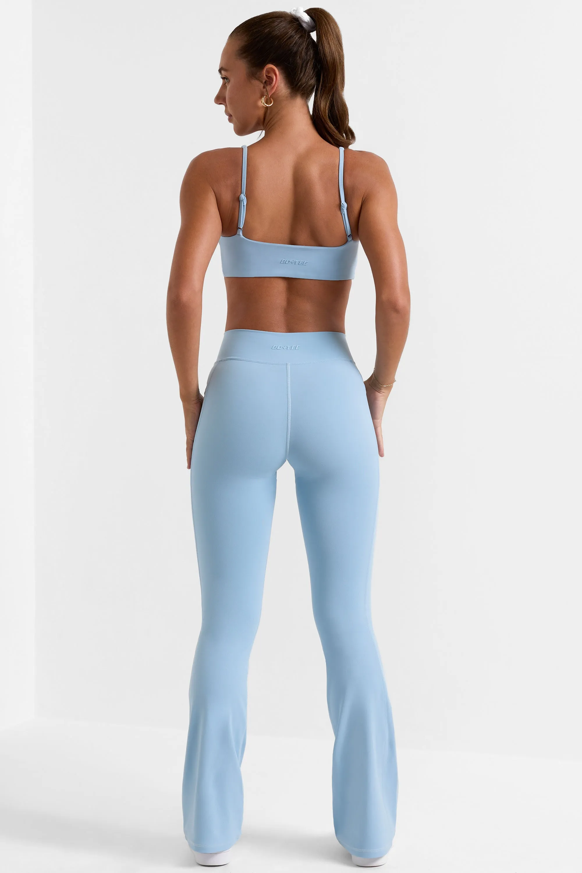 Petite Cross Waistband Flare Pocket Leggings in Ice Blue sold by Oh Polly product image thumbnail 2