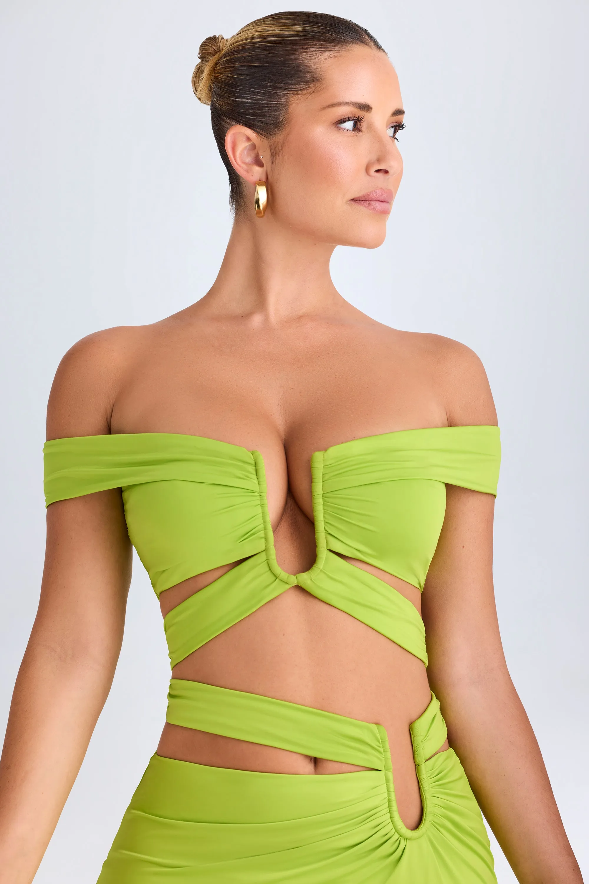 Cut-Out Off-Shoulder Crop Top in Lime Green sold by Oh Polly product image thumbnail 5