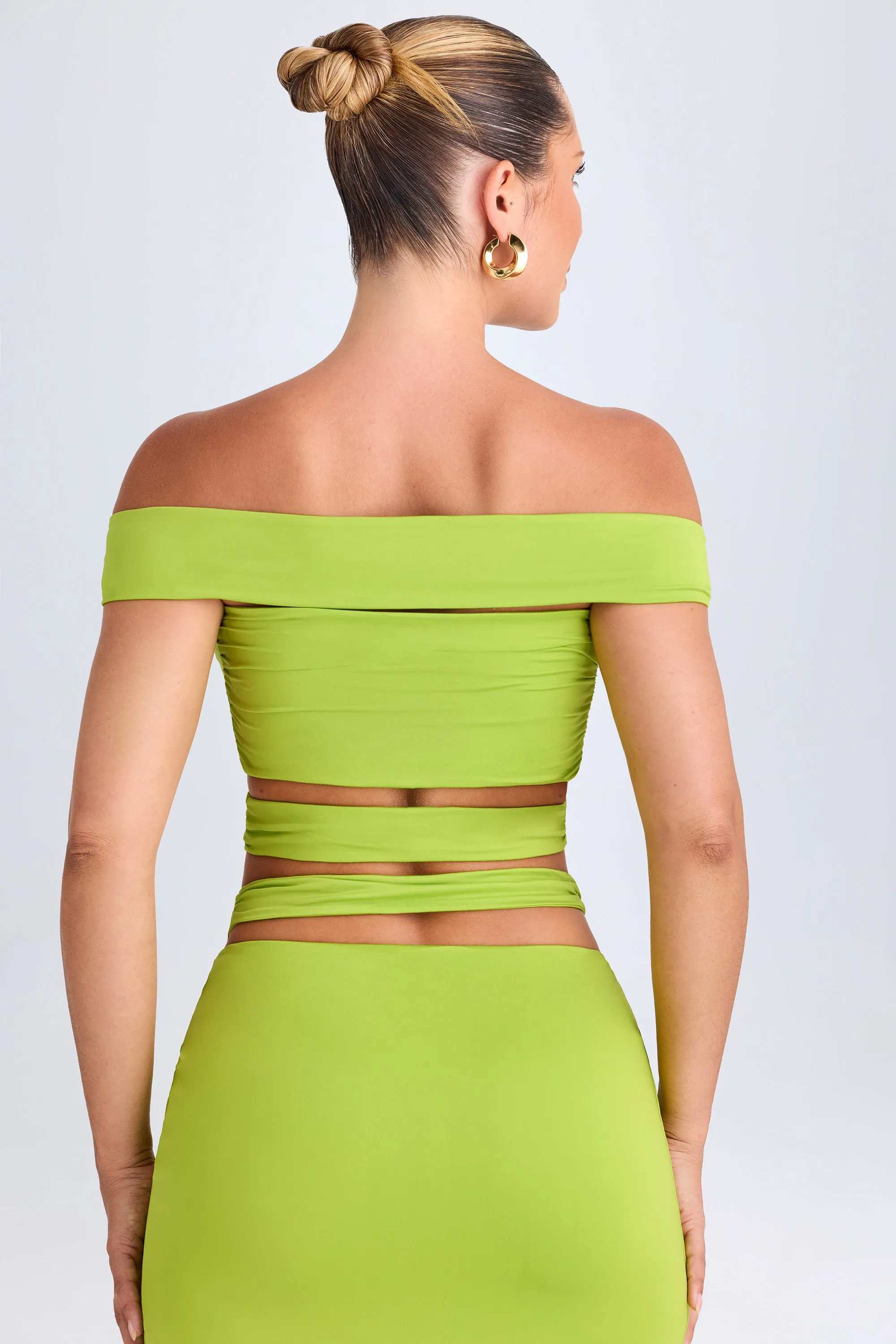 Cut-Out Off-Shoulder Crop Top in Lime Green sold by Oh Polly product image thumbnail 2