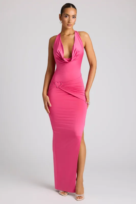 Multiwear Cowl Neck Wrap Over Evening Gown in Magenta sold by Oh Polly