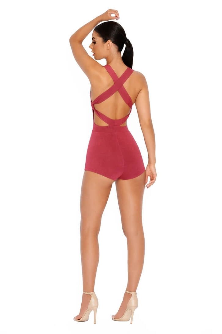 Play The Field Double Layered Halter Neck Playsuit in Rose sold by Oh Polly product image thumbnail 12