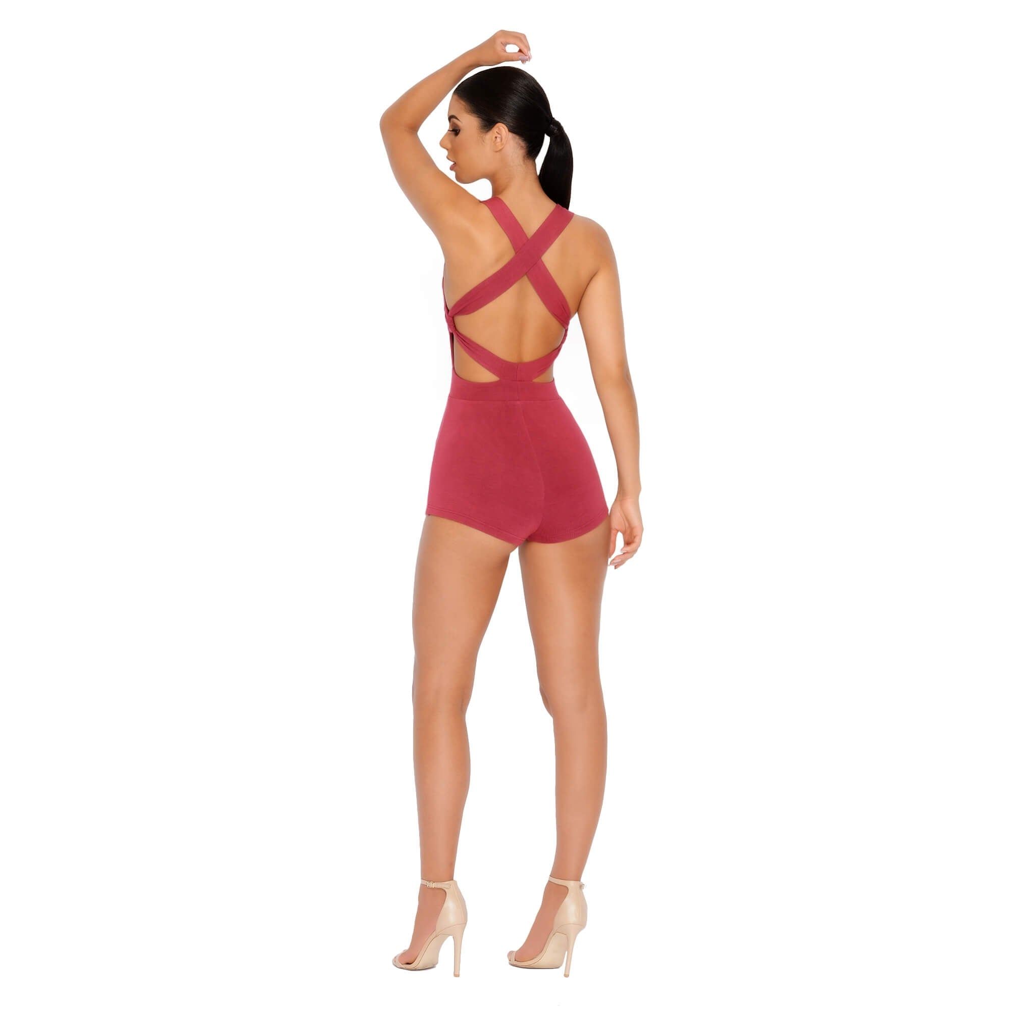 Play The Field Double Layered Halter Neck Playsuit in Rose sold by Oh Polly product image thumbnail 8