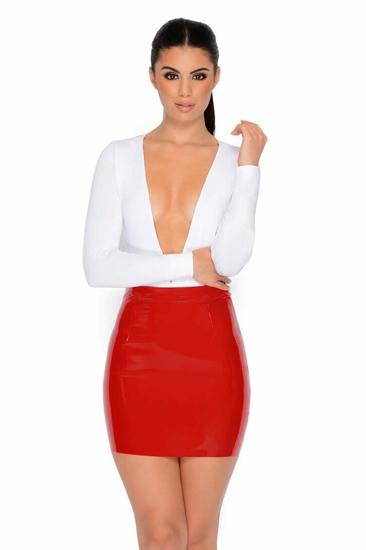 Stuck On You Vinyl Leatherette Mini Skirt in Red sold by Oh Polly product image thumbnail 11