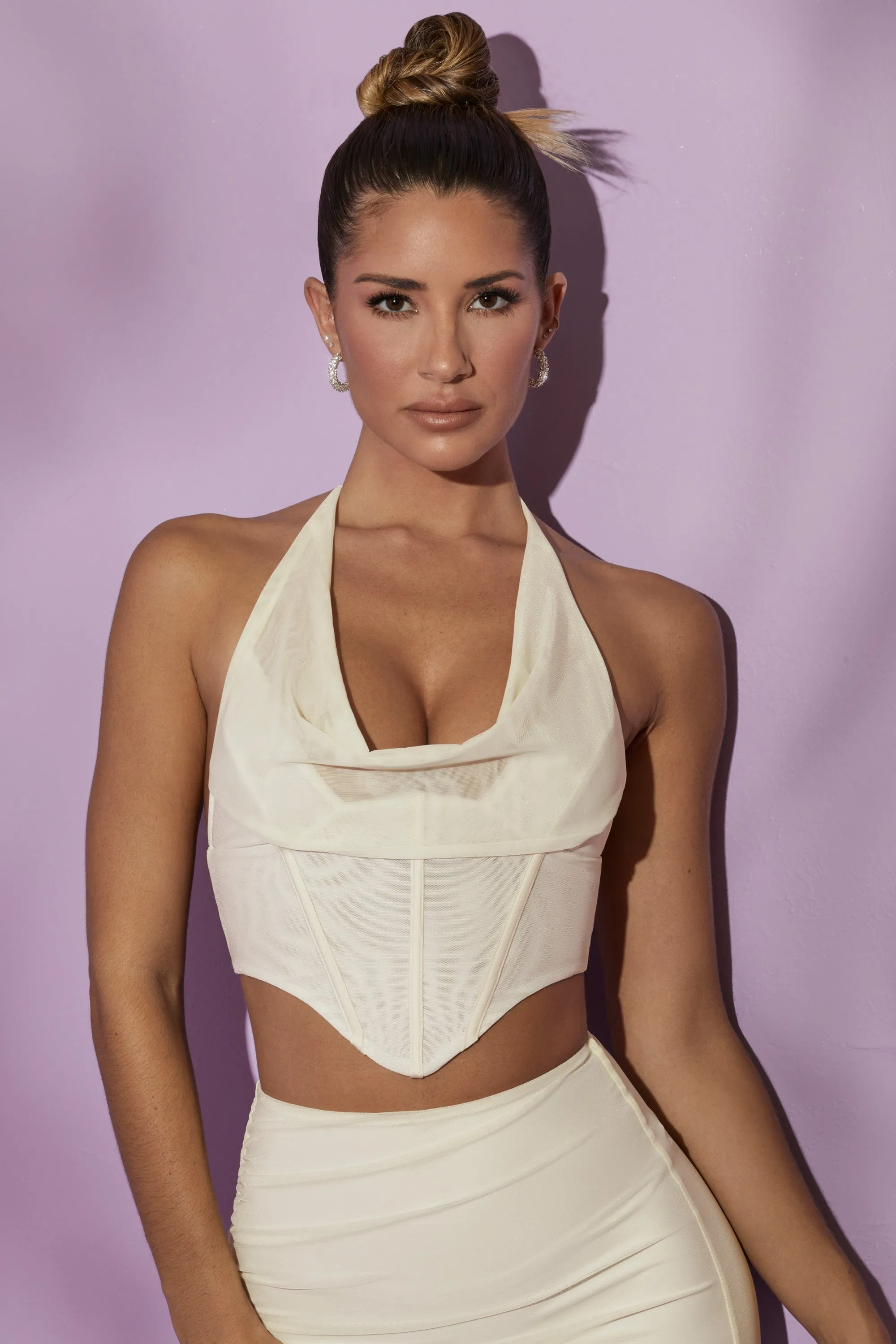 Cowl Neck Halter Neck Top in White sold by Oh Polly product image thumbnail 5
