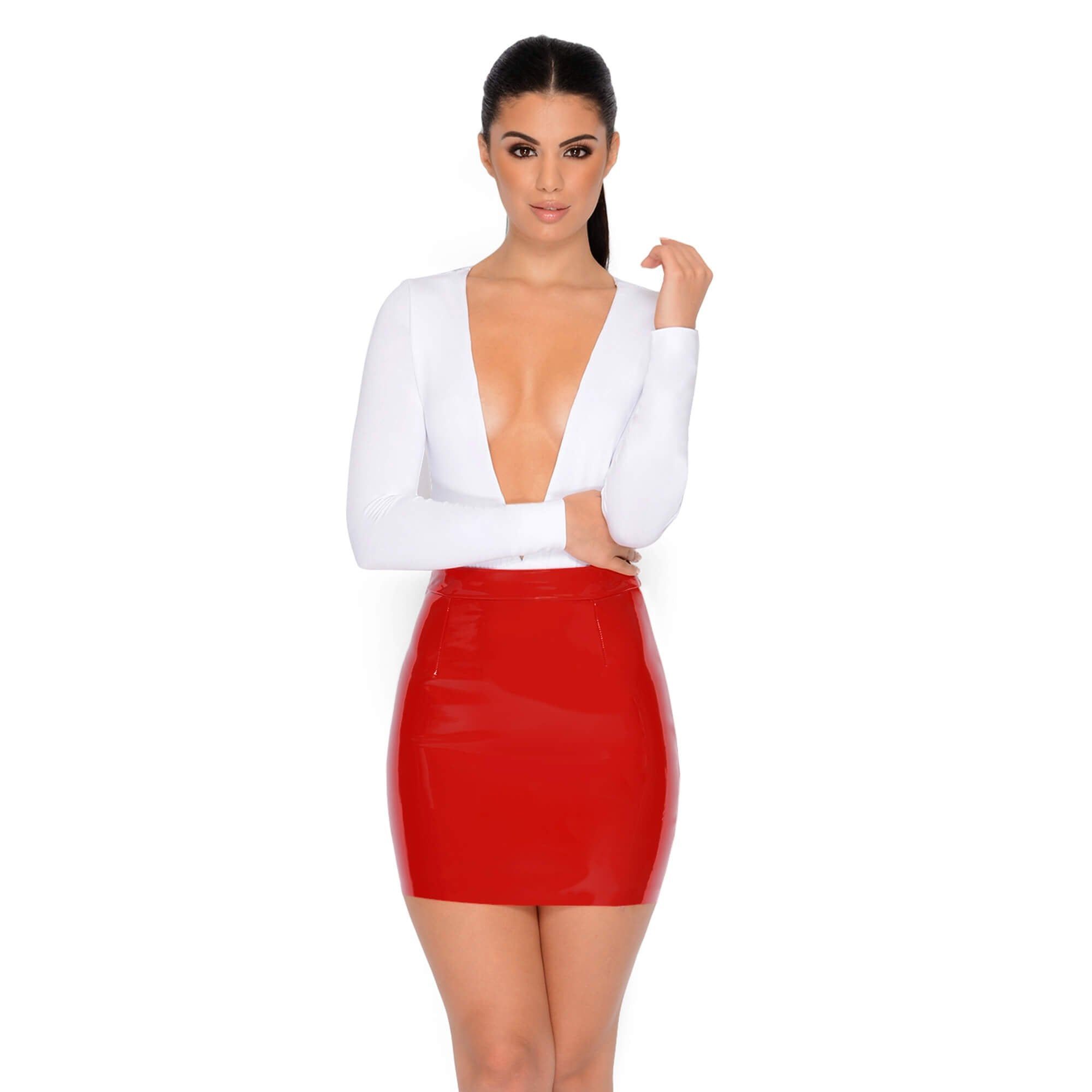 Stuck On You Vinyl Leatherette Mini Skirt in Red sold by Oh Polly product image thumbnail 6
