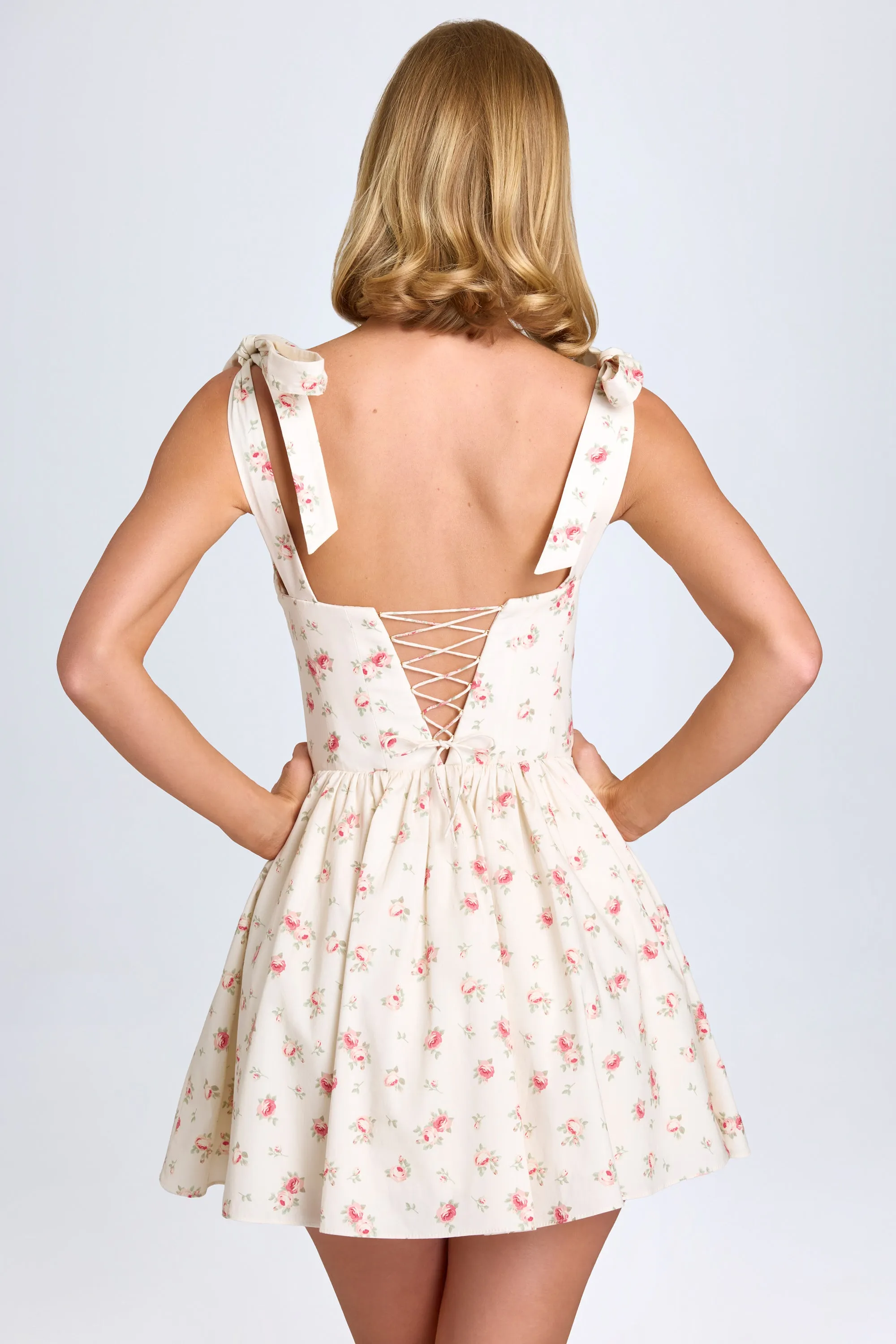Ruched Corset Mini Dress in Small Rose Print sold by Oh Polly product image thumbnail 3