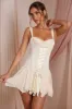 Lace Up Corset Mini Dress in Ivory sold by Oh Polly