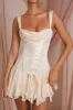 Lace Up Corset Mini Dress in Ivory sold by Oh Polly