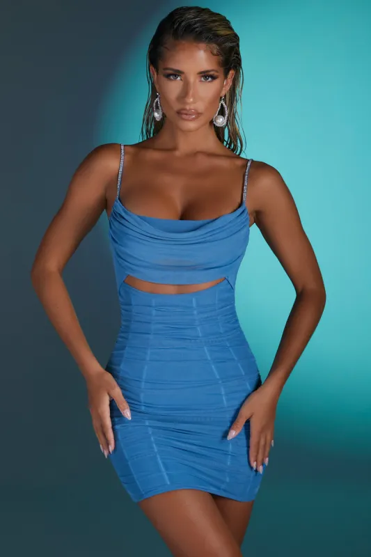Embellished Strap Mini Dress in Blue sold by Oh Polly