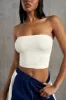 Soft Rib Ruched Bandeau Top in White sold by Oh Polly