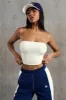 Soft Rib Ruched Bandeau Top in White sold by Oh Polly