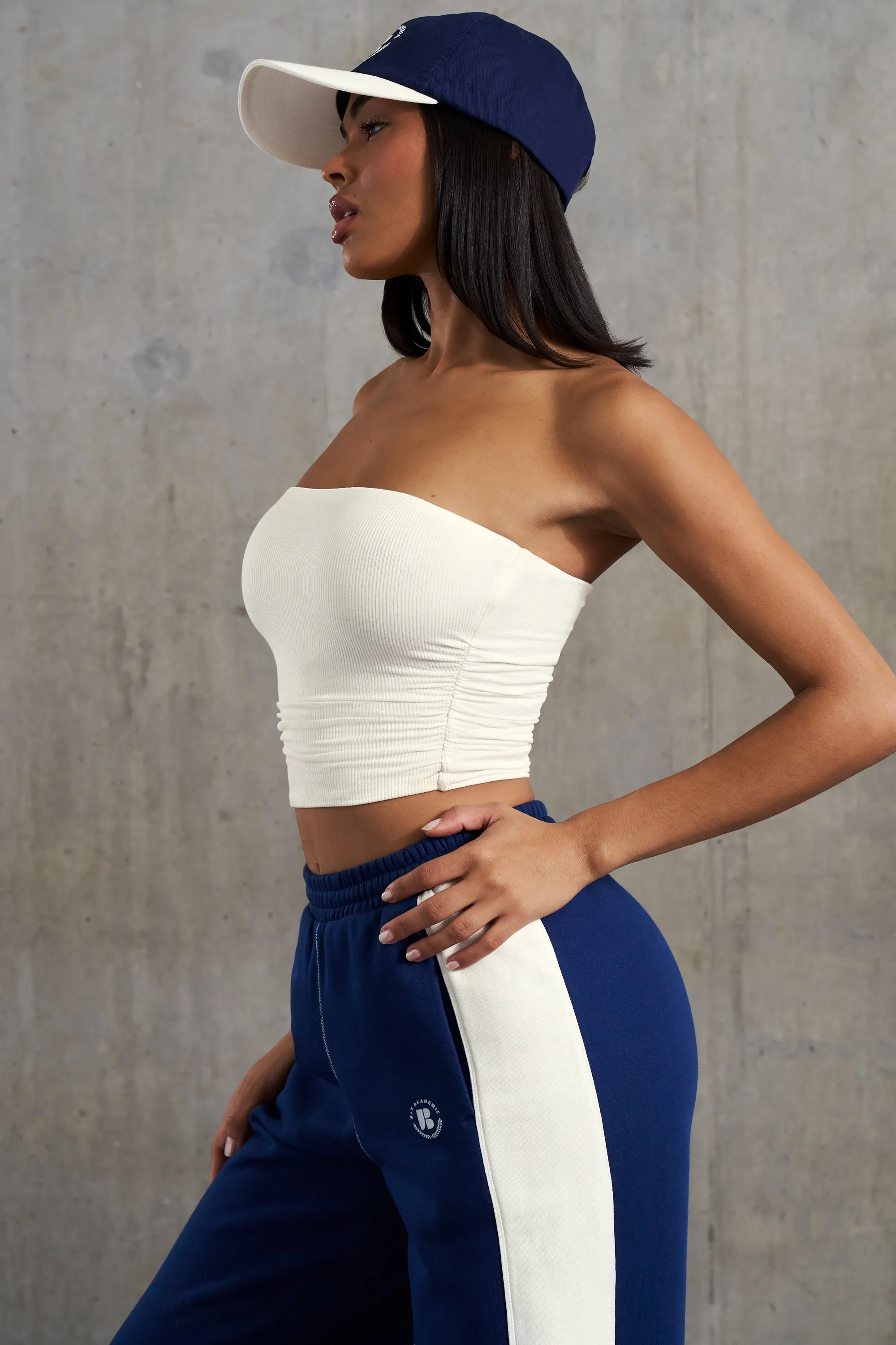 Soft Rib Ruched Bandeau Top in White sold by Oh Polly product image thumbnail 3