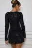 Embellished A-Line Mini Dress in Black sold by Oh Polly