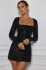 Embellished A-Line Mini Dress in Black sold by Oh Polly