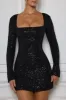 Embellished A-Line Mini Dress in Black sold by Oh Polly
