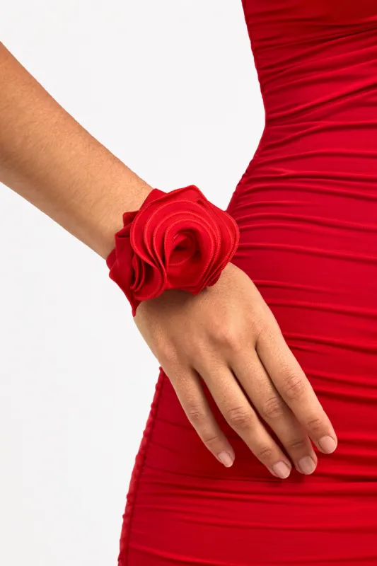 Slinky Jersey Floral Corsage in Scarlet Red sold by Oh Polly
