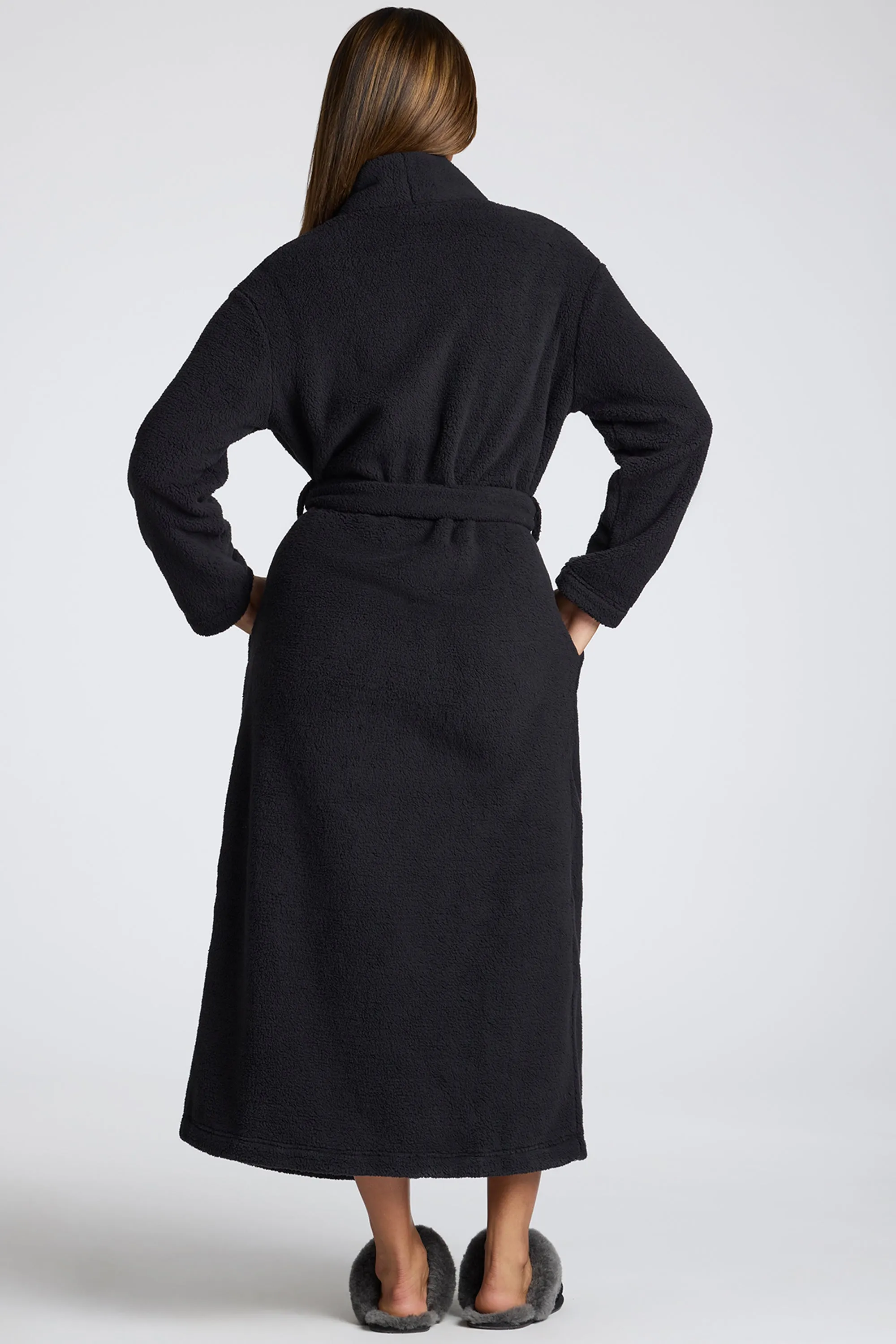 Tie Front Fleece Robe in Black sold by Oh Polly product image thumbnail 2