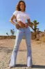 Tall V Waist Split Hem Jeans in Light Blue Wash sold by Oh Polly