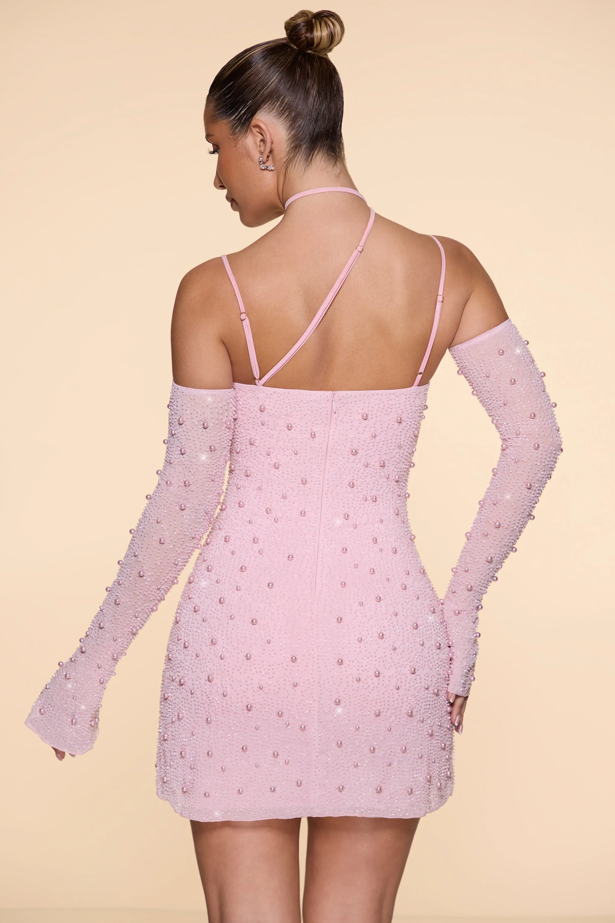 Embellished Asymmetric Corset Mini Dress in Blush sold by Oh Polly product image thumbnail 2