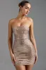 Embellished Bandeau Mini Dress in Almond sold by Oh Polly