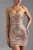 Embellished Bandeau Mini Dress in Almond sold by Oh Polly