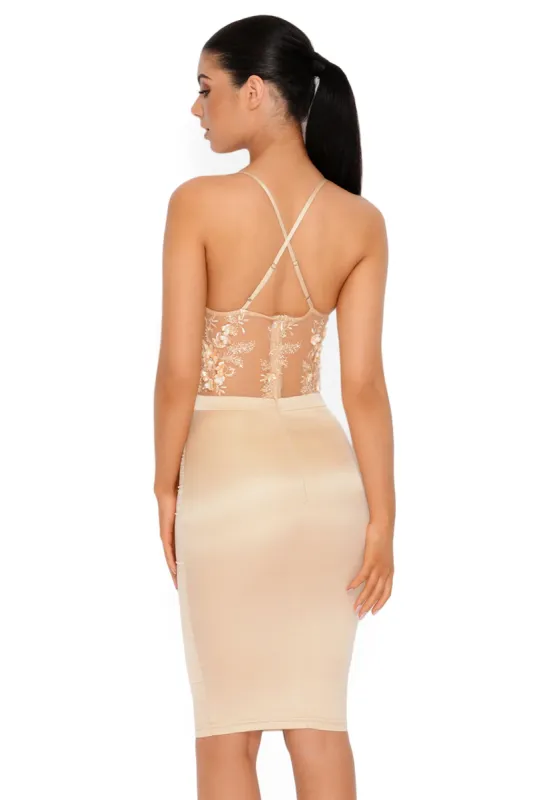 Sheer To Please Knee Length Dress in Ivory sold by Oh Polly